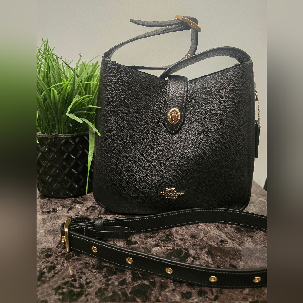 Classic Black Crossbody Bag with Gold Hardware